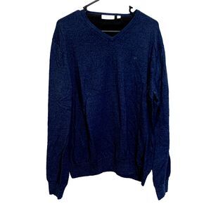Calvin Klein V-Neck Sweater Size Black 100% Merino Wool Long Sleeve Mens XL